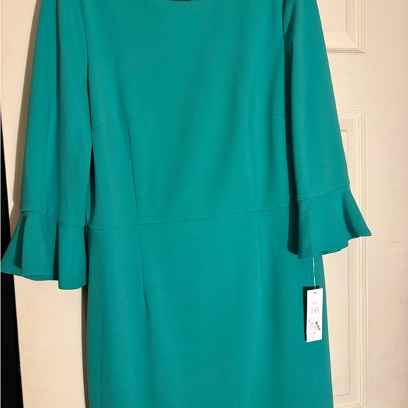 Donna Morgan Teal Long Sleeve Dress - Picture 3 of 7
